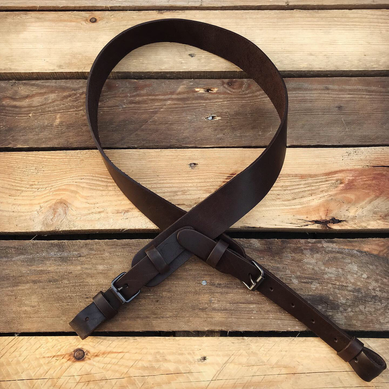 Ремінь для рушницi прямий 35 мм Коричневий (шкіра), фото 1