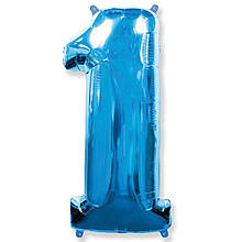 Фольгована кулька цифра синя "1" 40" Flexmetal упаковка