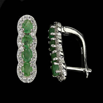 Сережки Смарагд (Бразилія). Срібло 925, покриття золотом 14 каратів
