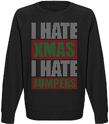 Чоловічий новорічний світшот I Hate XMAS I Hate Jumpers (чорний)