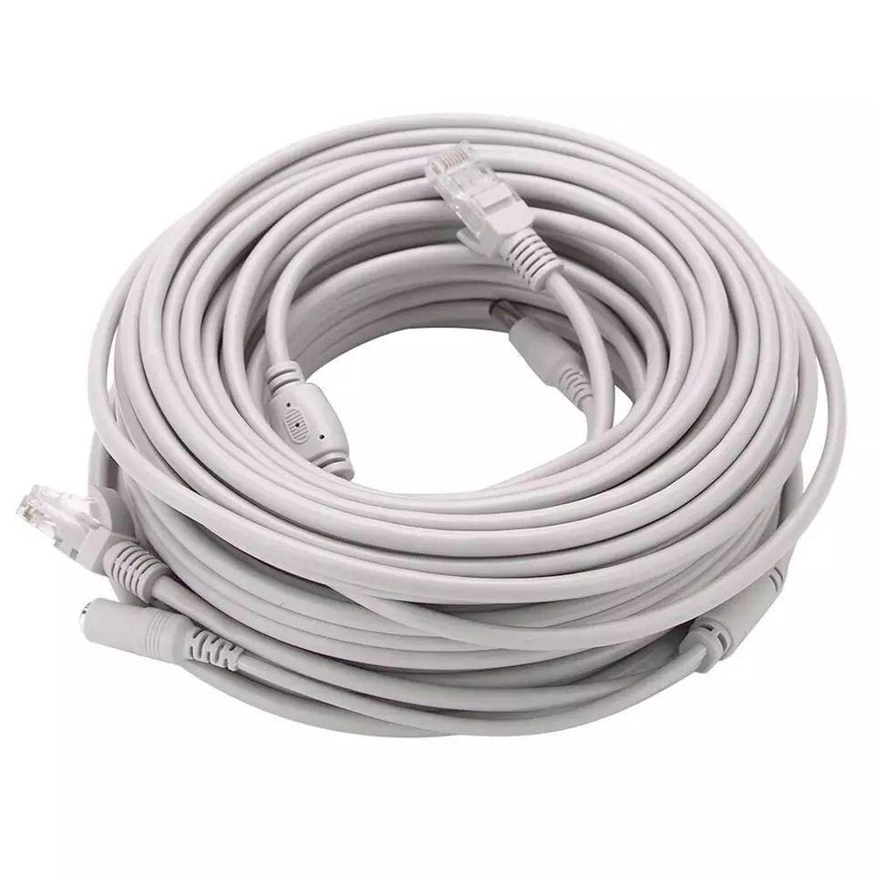 Кабель Ethernet RJ45+живлення постійного струму 30 метрів. CCTV кабель RJ45. Штекера для камери відеоспостереження, фото 1