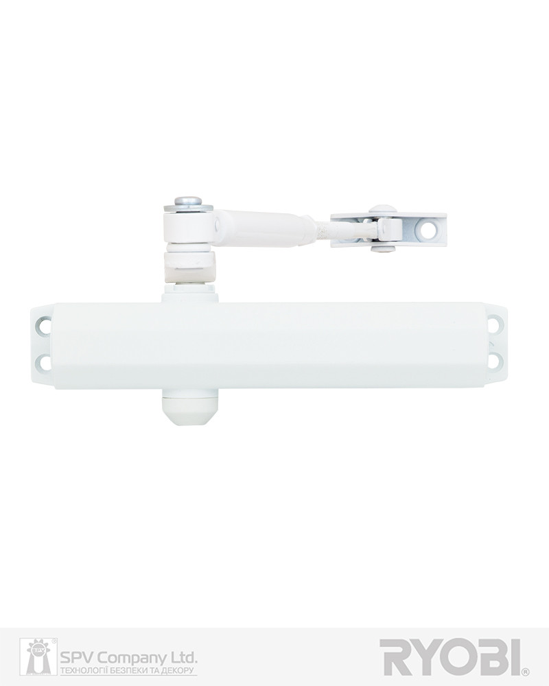 Доводчик дверний з регулюванням RYOBI 2000 D-2005V GLOSSY_WHITE BC STD_ARM EN_3/4/5 до_100 кг 1250 мм FIRE
