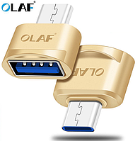 Адаптер OTG Type-C – USB. Перехідник для з'єднання Type-C OTG Adapter F7 Золотистий
