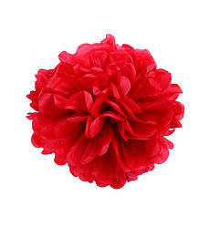 Помпон з паперу тишею, колір червоний, d-15 см