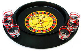 Рулетка з рюмками чорна (30х27х6 см) (6 чарок дерев'яна підст)