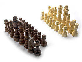 Шахові фігури дерев'яні в блістері (h фігур 3,5-7,5 см,d 1,8-2,2 см)(3")