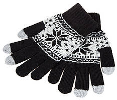 Рукавиці для сенсорних екранів Touch Gloves Snowflake black-white (чорно-білі)