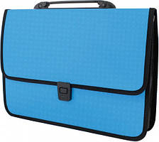 Портфель пластиковий A4 на 1 відділення, на застібці, фактура "Вишиванка" Economix, блакитний