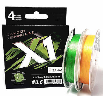 Шнур Favorite X1 PE 4x 150m (l.green) #2.0/0.240 mm 30lb/13.8 kg