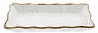 Тарелка мелкая прямоугольная 21 х 11 см, Белая в точку (Pro Ceramics) Гедза, Кантри