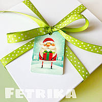 Бірка декоративна "Санта з подарунком" 40*58 мм