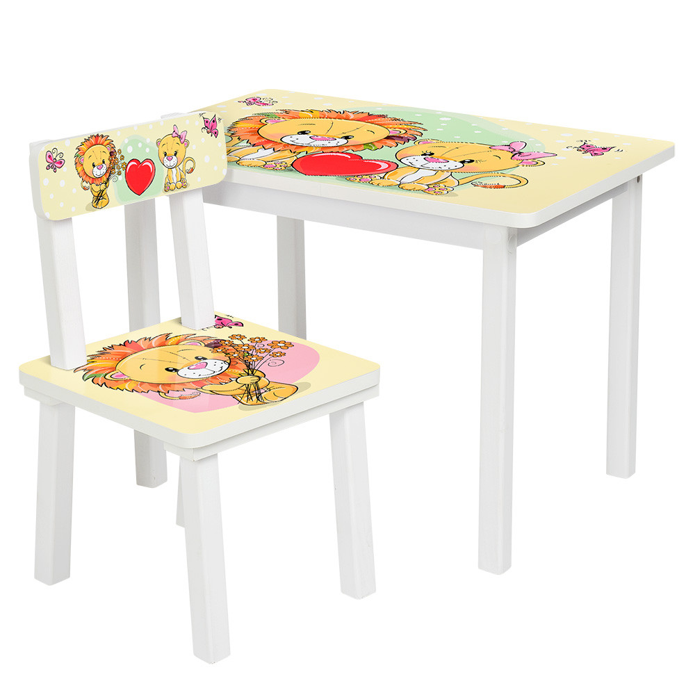 Столик зі стільчиком дитячий Bambi BSM2K-26 Левенята, фото 1