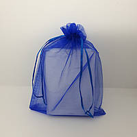 Мешочек ярко синий 20х30 см из органзы для упаковки, хранения украшений и подарков