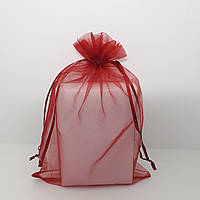Мешочек бордовый 17х23 см из органзы для упаковки, хранения украшений и подарков