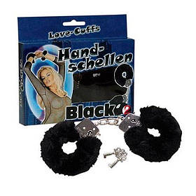 Металлические наручники с мехом для интимных ролевых игр и БДСМ черные Love Cuffs Black от Orion all Оригинал