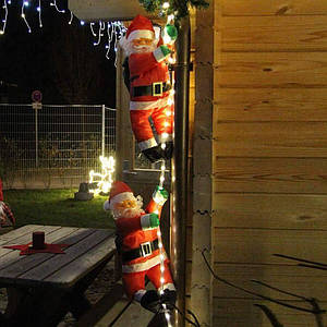 Декоративний Дід Мороз на сходах 3 фігурки по 35 см з LED ПІДСВІТКою