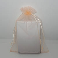 Мішечок з органзи 17х23 см персикового кольору для упаковки, зберігання подарунків та прикрас