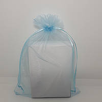 Мішечок з органзи 17х23 см голубого кольору для упаковки, зберігання подарунків та прикрас