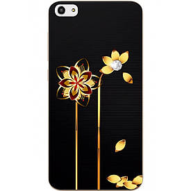Чохол силіконовий з картинкою для ZTE Blade A522 Золоті квіти
