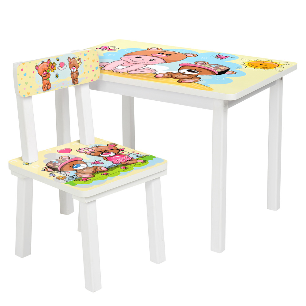 Стіл і стільчик дитячий з ведмедиками Bambi BSM2K-06, фото 1