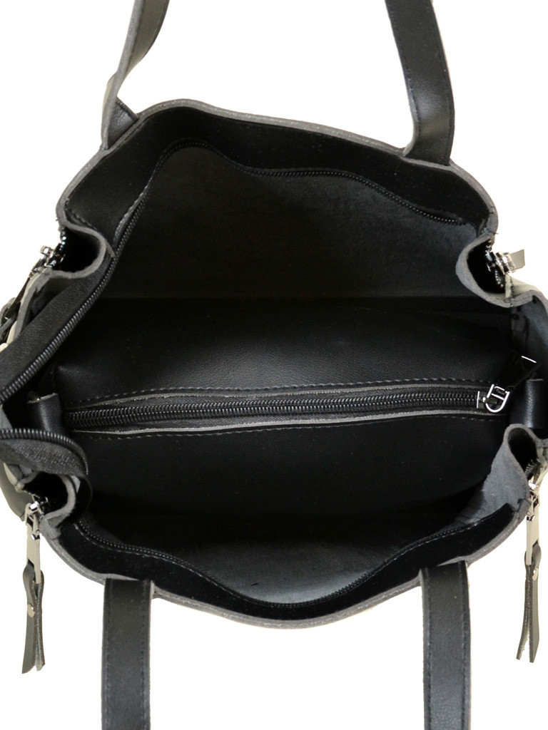 Черная сумка без подкладки со съемным клатчем (косметичкой) - фото 3 - id-p1079023706
