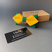 Краватка-метелик I&M Craft з гострими кінцями жовтий зі смарагдовим (100165N)