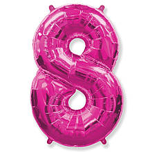 Фольгована кулька цифра малиновий "8" 40" fuchsia.Flexmetal упаковка