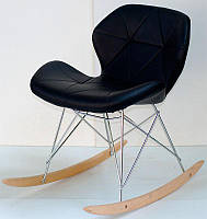 Кресло качалка Invar Rack Eames RAR черный кожзам, Charles Eames Rocker Shell