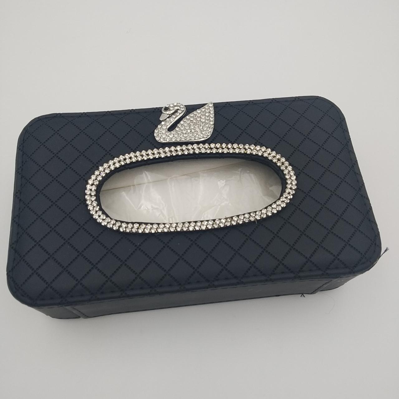 Серветниця для автомобіля зі стразами, на підголівник Лебідь, фото 1