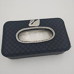 Серветниця для автомобіля зі стразами, на підголівник Лебідь