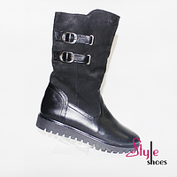 Напівчоботи жіночі з натуральної шкіри чорного кольору «Style Shoes»