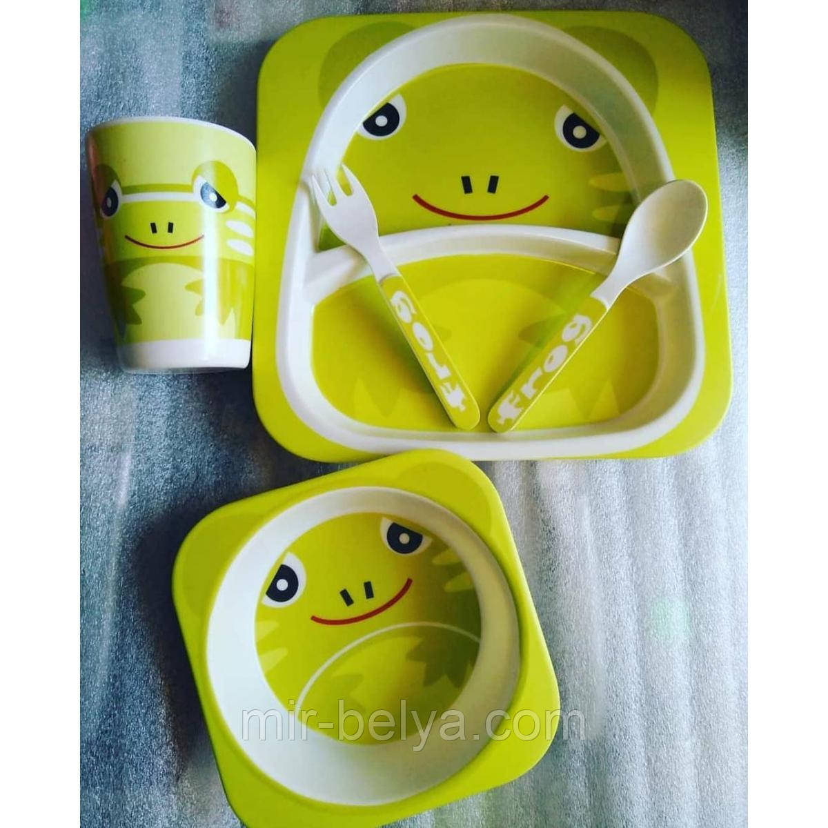 Набір дитячої бамбуковій посуду 5 предметів, фото 1