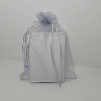 Мішечок з органзи 17х23 см сірого кольору для упаковки, зберігання подарунків та прикрас