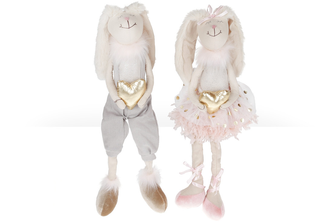 М'яка іграшка Сидчі кролики із золотим серцем, 2 різновиди, 20 см, в пакованні 6штук (835-700)