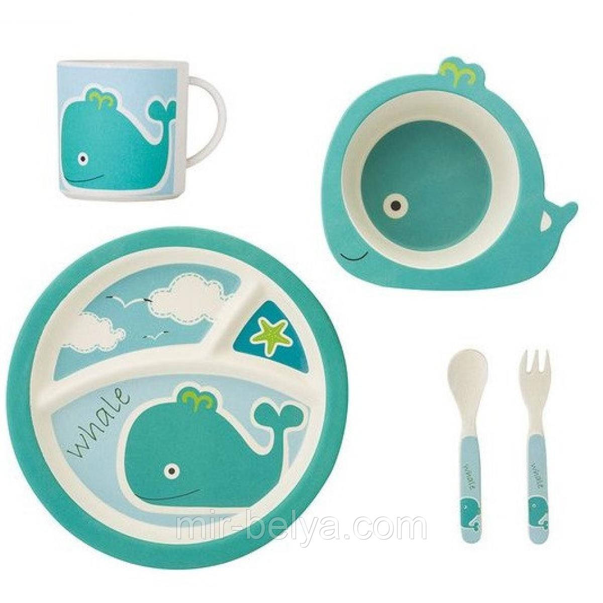 Набір дитячої бамбуковій посуду 5 предметів, фото 1