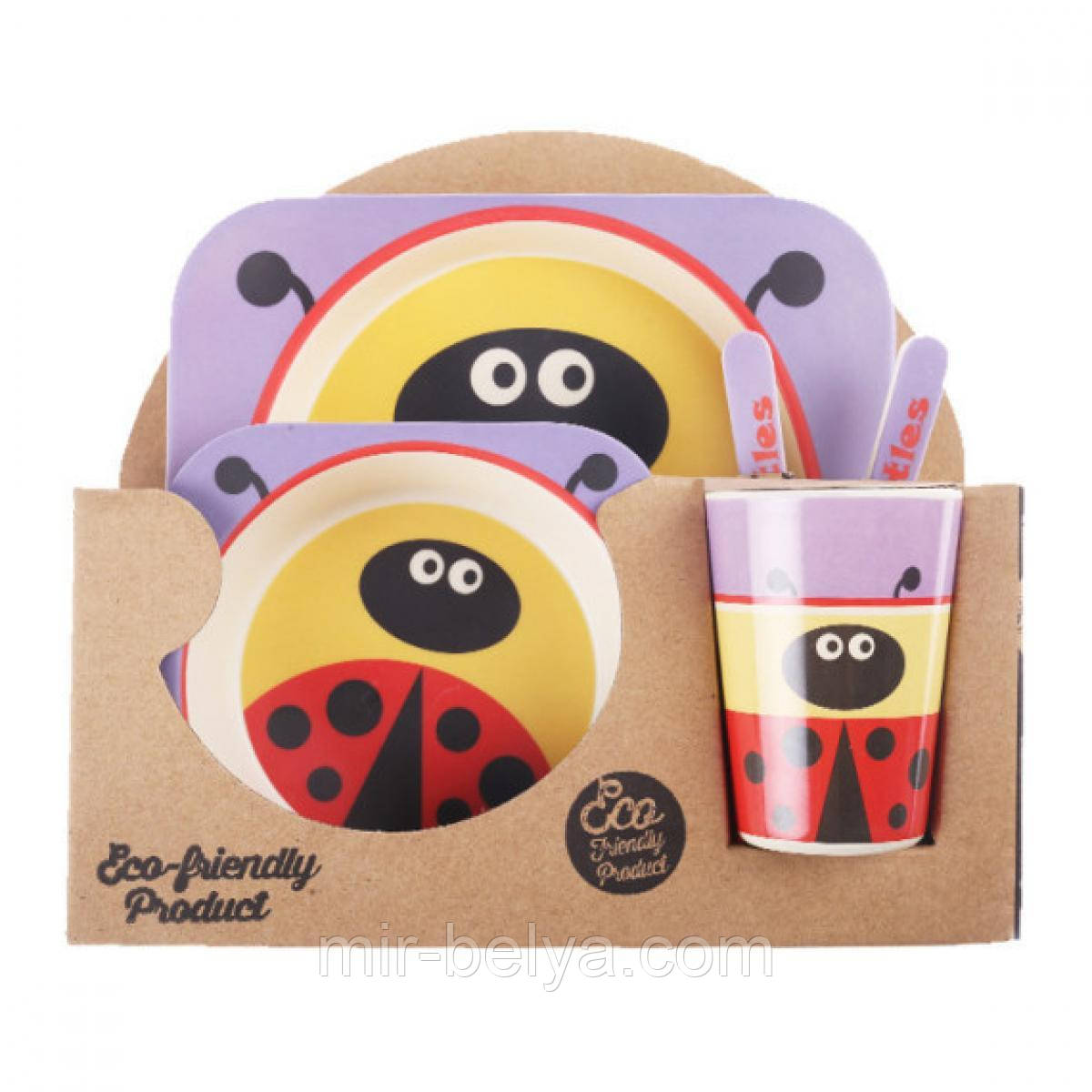 Набір дитячої бамбуковій посуду 5 предметів, фото 1