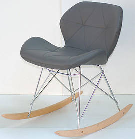 Крісло гойдалка Invar Rack Eames RAR шкірозамінників сірий 21, Charles Eames Rocker Shell