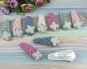 Шпильки для волосся букле 8*3 см перлинні квіточки 10 шт/уп.