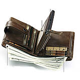 Чоловічий гаманець із натуральної шкіри. Шкіряний гаманець чоловічий портмоне зі шкіри Коричневий, фото 7