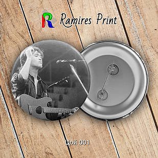 Значок 44 мм рок Цой і група Кіно