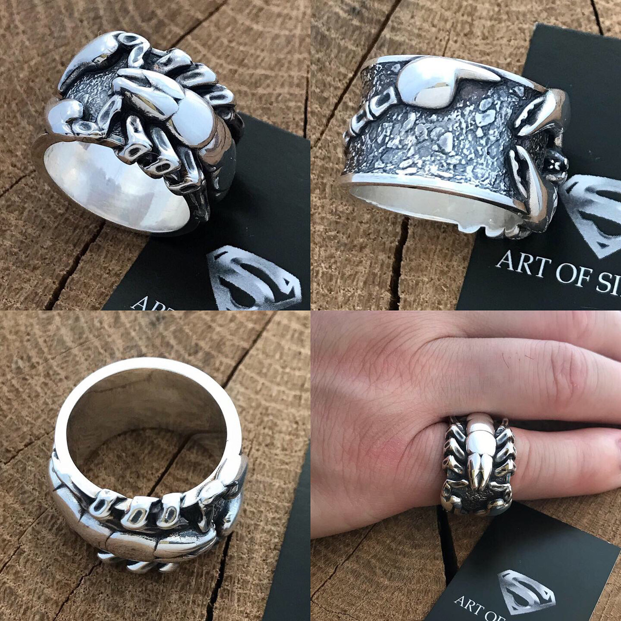 Срібний чоловічий персень Скорпіон., фото 1