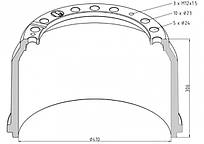 3054230301 / Тормозной барабан 410x220 MERCEDES-BENZ Actros, Arocs, Atego, Atego up to 18 t, Axor, Conecto, MK, NG, O 305, O 307, O 371, O 400, O 405,