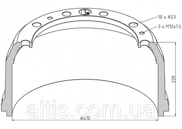 3014211301 / Тормозной барабан 410x160 MERCEDES-BENZ O 302, O 303, O 304, O 305, O 307, O 330, O 340, O 404, O 405, O 407, O 408