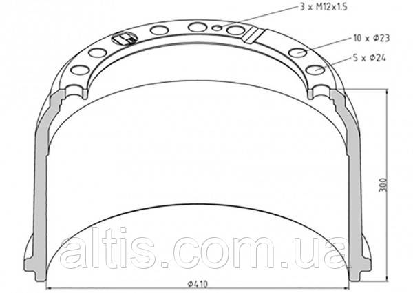 6174230101 / Гальмівний барабан 410x180 MERCEDES-BENZ ATRON, L-Serie/Gen. 4, O 371, O 400, O 500