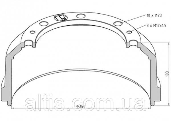 6774210401 / Тормозной барабан 364x132 MERCEDES-BENZ Atego, LK, LN, O 301, O 303, O 402, O 814, O 817