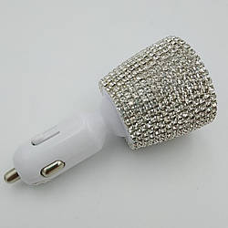 Автомобільний зярядний пристрій 3,1 А, дрібні стрази