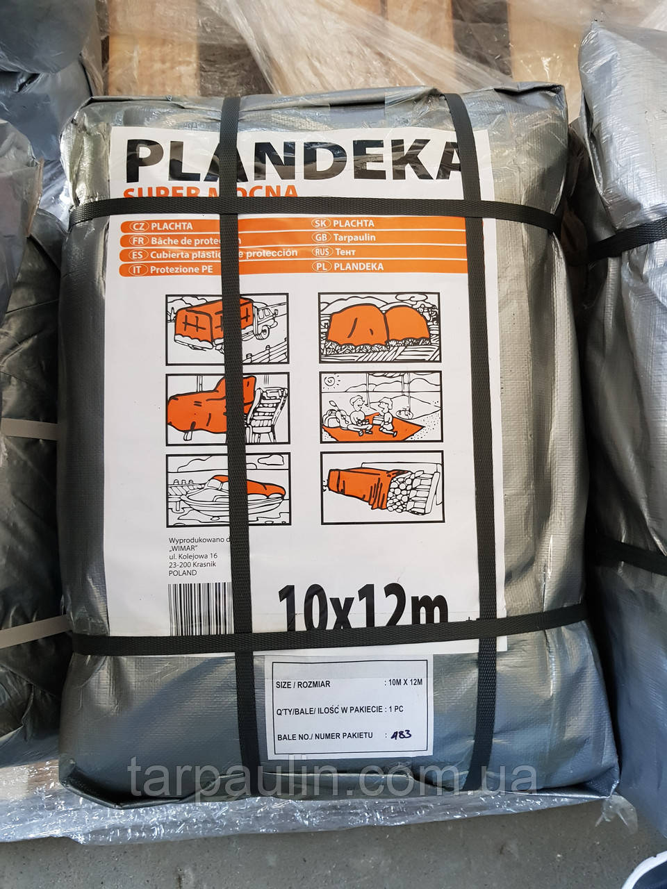 Тент Tenexim Super Mocny 10x12 м. Тарпаулін 160 г/м2, срібний з УФ-захистом