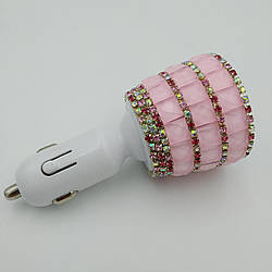 Автомобільний зярядний пристрій 3,1 А, великі стрази