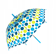 Парасолька-тростина прозора, напівавтомат, 8 спиць, синій/жовтий, XI-014