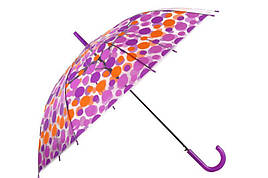 Парасолька-тростина прозора, напівавтомат, 8 спиць, фіолетовий/помаранчевий, XI-015